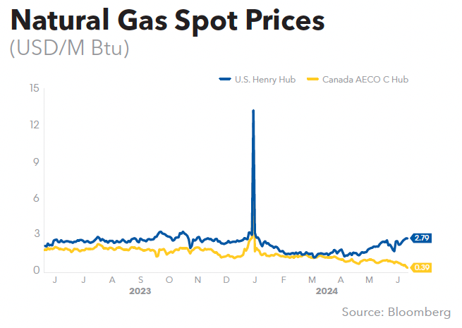 Natural gas spot Prices